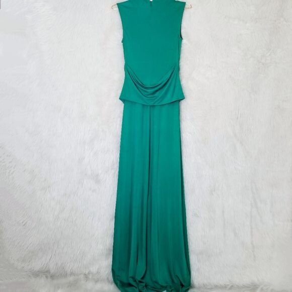 ISSA London Green Drapey Gathered Waist Sleeveless Sheath Maxi Dress 4 - Picture 2 of 9